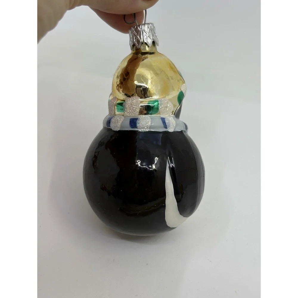 Glass Penguin Ornament - Winter Hat & Scarf Rosy Cheeks
